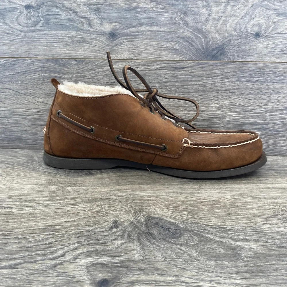 Sperry Top-Sider Chukka Boat Shoes Mens 13 Brown Shearling Lined Leather Boots